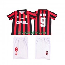 AC Milán WEAH 9 1996 1997 Retro Domácí Dres Krátký rukáv Děti Fotbalové Dresy