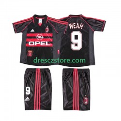 AC Milán WEAH 9 Retro Alternativní Dres 1998 1999 Krátký rukáv Děti Fotbalové Dresy