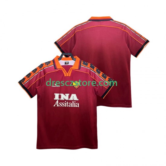 AS Řím Retro Domácí Dres 1998 1999 Krátký rukáv Muže Fotbalové Dresy