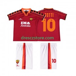 AS Řím TOTTI 10 Retro Domácí Dres 1998 1999 Krátký rukáv Děti Fotbalové Dresy
