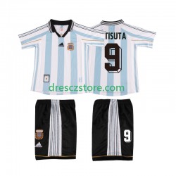 Argentina BATISUTA 9 Retro Domácí Dres 1998 Krátký rukáv Děti Fotbalové Dresy