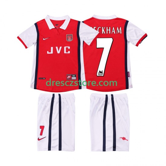Arsenal BECKHAM 7 Retro Domácí Dres 1998 1999 Krátký rukáv Děti Fotbalové Dresy