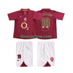 Arsenal BERGKAMP 10 2005 Retro Domácí Dres 2006 Krátký rukáv Děti Fotbalové Dresy