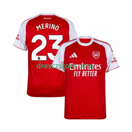 Arsenal Merino 23 Domácí Dres 2025-2026 Krátký rukáv Muže Fotbalové Dresy