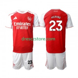 Arsenal Merino 23 Domácí Dres 2025-2026 Krátký rukáv Děti Fotbalové Dresy