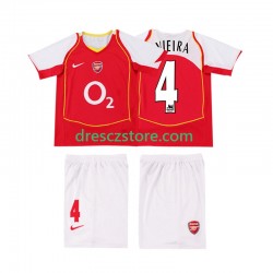 Arsenal VIEIRA 4 2005 Retro Domácí Dres 2004 Krátký rukáv Děti Fotbalové Dresy