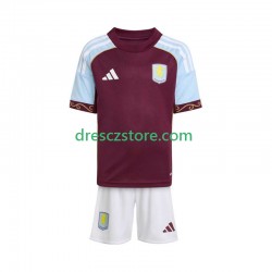 Aston Villa Domácí Dres 2025-2026 Krátký rukáv Děti Fotbalové Dresy