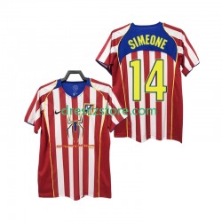 Atlético Madrid SIMEONE 14 2005 Retro Domácí Dres 2004 Krátký rukáv Muže Fotbalové Dresy