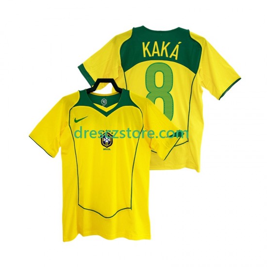 Brazílie KAKA 8 Retro Domácí Dres 2004 Krátký rukáv Muže Fotbalové Dresy