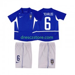Brazílie Roberto Carlos 6 Retro Venkovní Dres 2002 Krátký rukáv Děti Fotbalové Dresy