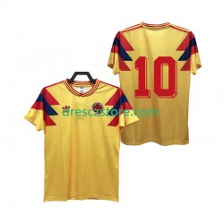 Kolumbie 10 1990 Retro Domácí Dres Krátký rukáv Muže Fotbalové Dresy