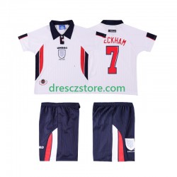 Anglie Beckham 7 Retro Domácí Dres 1998 Krátký rukáv Děti Fotbalové Dresy