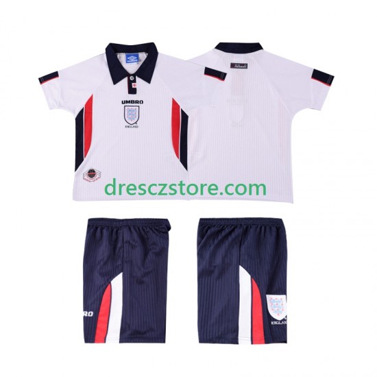 Anglie Retro Domácí Dres 1998 Krátký rukáv Děti Fotbalové Dresy