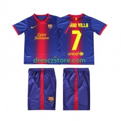 FC Barcelona DAUID VILLA 7 2012 2013 Retro Domácí Dres Krátký rukáv Děti Fotbalové Dresy