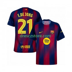 FC Barcelona Frenkie de Jong 21 Champions League Domácí Dres 2025-2026 Krátký rukáv Muže Fotbalové Dresy