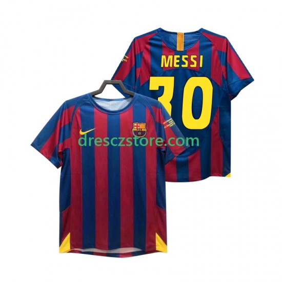 FC Barcelona Lionel Messi 30 Champions League 2005 Retro Domácí Dres 2006 Krátký rukáv Muže Fotbalové Dresy