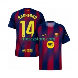 FC Barcelona Marcus Rashford 14 Domácí Dres 2025-2026 Krátký rukáv Muže Fotbalové Dresy