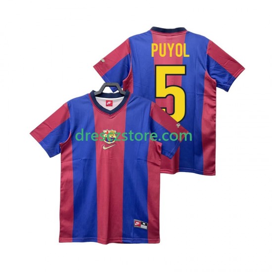 FC Barcelona PUYOL 5 Retro Domácí Dres 1998 1999 Krátký rukáv Muže Fotbalové Dresy