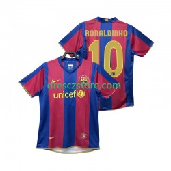 FC Barcelona RONALDINHO 10 2007 Retro Domácí Dres 2008 Krátký rukáv Muže Fotbalové Dresy