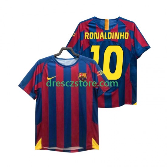 FC Barcelona RONALDINHO 10 Champions League 2005 Retro Domácí Dres 2006 Krátký rukáv Muže Fotbalové Dresy