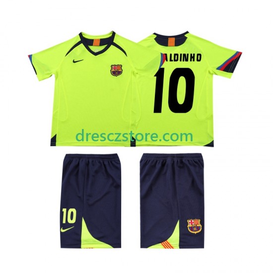 FC Barcelona RONALDINHO 10 2005 Retro Venkovní Dres 2006 Krátký rukáv Děti Fotbalové Dresy