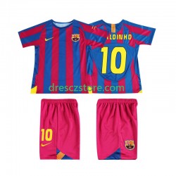 FC Barcelona RONALDINHO 10 Champions League 2005 Retro Domácí Dres 2006 Krátký rukáv Děti Fotbalové Dresy