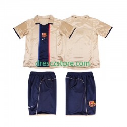 FC Barcelona 2001 Retro Venkovní Dres 2002 Krátký rukáv Děti Fotbalové Dresy