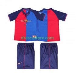 FC Barcelona 2000 Retro Domácí Dres 1999 Krátký rukáv Děti Fotbalové Dresy