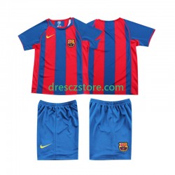 FC Barcelona 2005 Retro Domácí Dres 2004 Krátký rukáv Děti Fotbalové Dresy