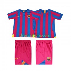 FC Barcelona 2005 Retro Domácí Dres 2006 Krátký rukáv Děti Fotbalové Dresy