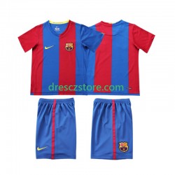 FC Barcelona 2007 Retro Domácí Dres 2006 Krátký rukáv Děti Fotbalové Dresy