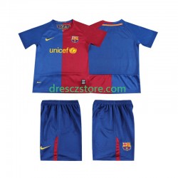 FC Barcelona 2009 Retro Domácí Dres 2008 Krátký rukáv Děti Fotbalové Dresy