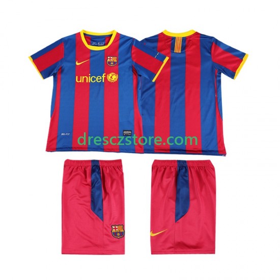 FC Barcelona Retro Domácí Dres 2011 2010 Krátký rukáv Děti Fotbalové Dresy