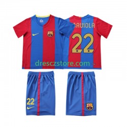 FC Barcelona SAUIOLA 22 2007 Retro Domácí Dres 2006 Krátký rukáv Děti Fotbalové Dresy