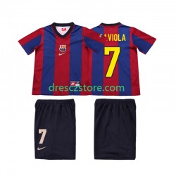 FC Barcelona SAVIOLA 7 Retro Domácí Dres 1998 1999 Krátký rukáv Děti Fotbalové Dresy