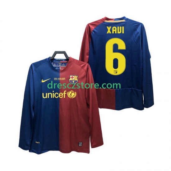 FC Barcelona XAVI 6 Champions League 2009 Retro Domácí Dres 2008 Dlouhý rukáv Muže Fotbalové Dresy