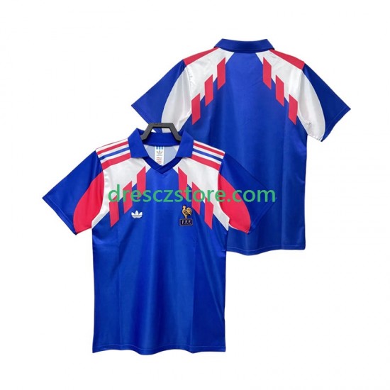 Francie 1990 Retro Domácí Dres Krátký rukáv Muže Fotbalové Dresy