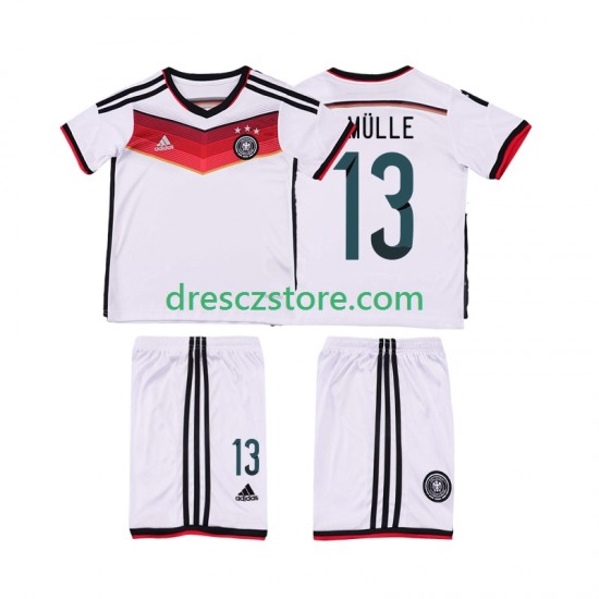 Německo MULLER 13 2014 Retro Domácí Dres Krátký rukáv Děti Fotbalové Dresy