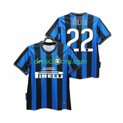 Inter Milán MILITO 22 2009 Retro Domácí Dres 2010 Krátký rukáv Muže Fotbalové Dresy