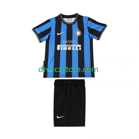 Inter Milán 2009 Retro Domácí Dres 2010 Krátký rukáv Děti Fotbalové Dresy