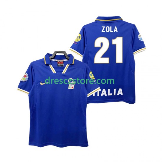 Itálie ZOLA 21 1996 Retro Domácí Dres Krátký rukáv Muže Fotbalové Dresy