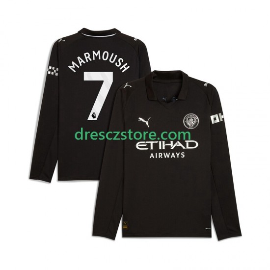 Manchester City Omar Marmoush 7 Venkovní Dres 2025-2026 Dlouhý rukáv Muže Fotbalové Dresy