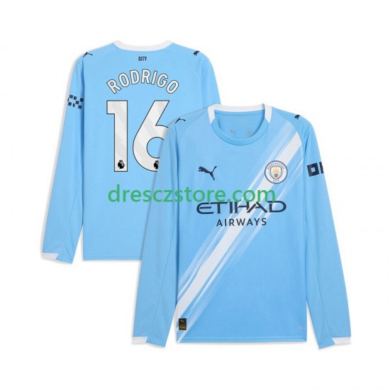 Manchester City Rodrigo Hernandez 16 Domácí Dres 2025-2026 Dlouhý rukáv Muže Fotbalové Dresy