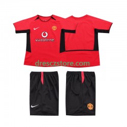 Manchester United Retro Domácí Dres 2004 2002 Krátký rukáv Děti Fotbalové Dresy