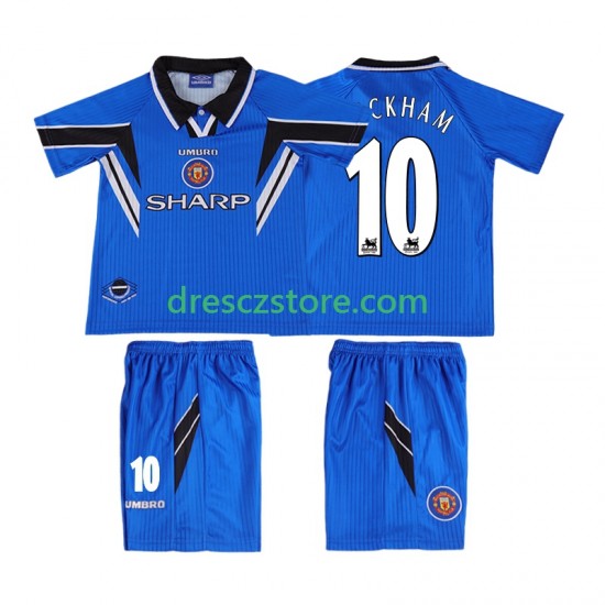Manchester United BECKHAM 10 1996 Retro Alternativní Dres 1998 Krátký rukáv Děti Fotbalové Dresy