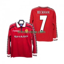 Manchester United BECKHAM 7 Retro Domácí Dres 1998 1999 Dlouhý rukáv Muže Fotbalové Dresy