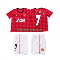 Manchester United BECKHAM 7 2012 2013 Retro Domácí Dres Krátký rukáv Děti Fotbalové Dresy