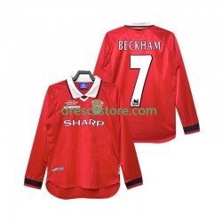 Manchester United Beckham 7 2000 Retro Domácí Dres 1999 Dlouhý rukáv Muže Fotbalové Dresy