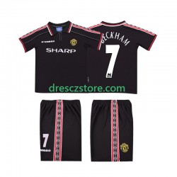 Manchester United Beckham 7 Retro Venkovní Dres 1998 1999 Krátký rukáv Děti Fotbalové Dresy