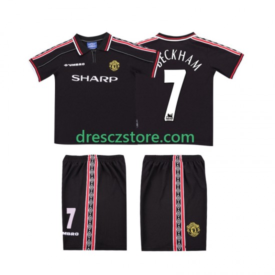 Manchester United Beckham 7 Retro Venkovní Dres 1998 1999 Krátký rukáv Děti Fotbalové Dresy